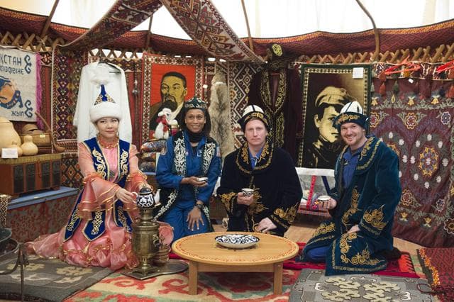 NASA image: jsc2017e136943 - At the Baikonur Museum in Baikonur, Kazakhstan, Expedition 54-55 backup crewmembers Jeanette Epps of NASA (second from the left), Sergey Prokopyev of the Russian Federal Space Agency (Roscosmos, second from the right) and Alexander Gerst o