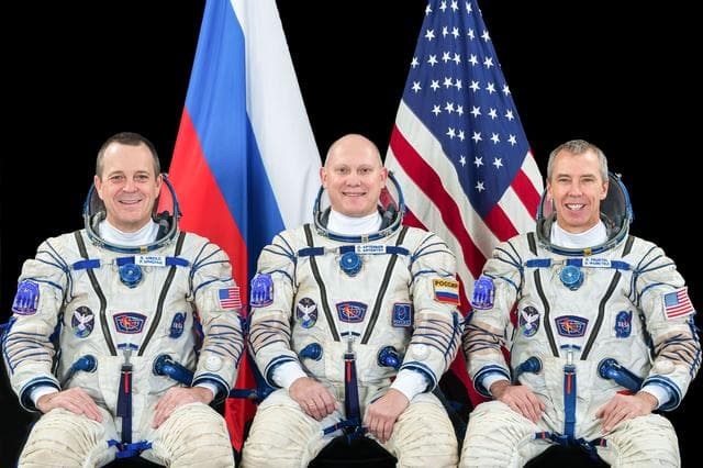 NASA image: Crew portrait of the Expedition 55-56 crew members from GCTC
