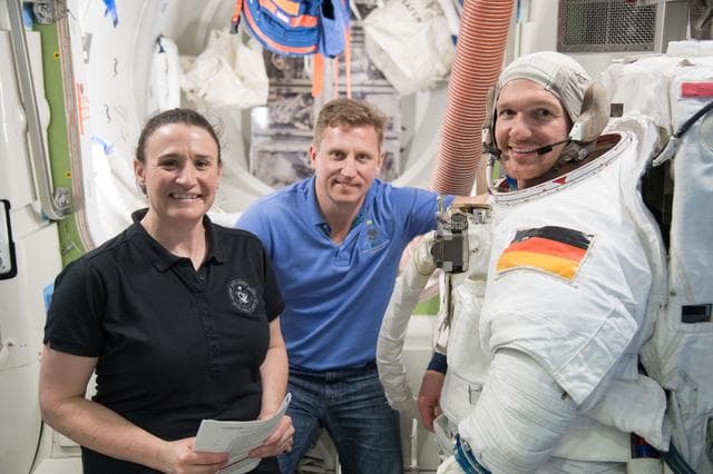 NASA image: Expedition 56/57 Crew Members during EVA Prep and Post training