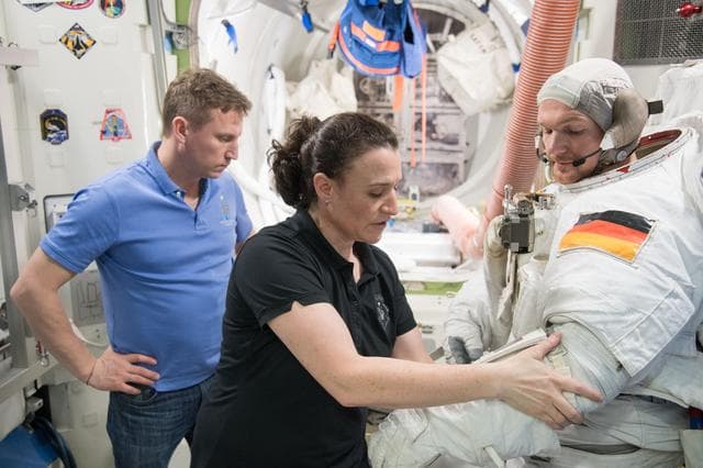 NASA image: Expedition 56/57 Crew Members during EVA Prep and Post training