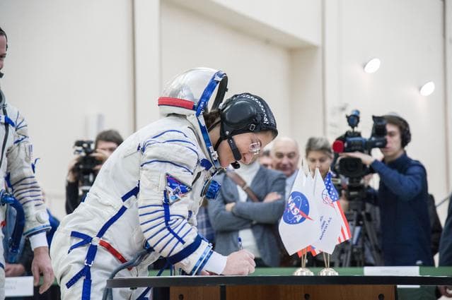 NASA image: Christina Koch of NASA at the Gagarin Cosmonaut Training Center