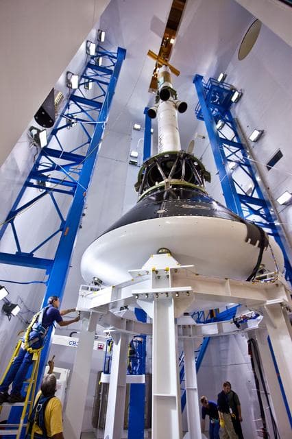 NASA image: LAS Orion put into Acoustic Chamber