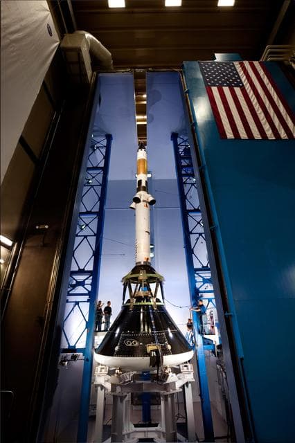 NASA image: Orion MPCV LAS in Acoustic Vibration Chamber, RAL