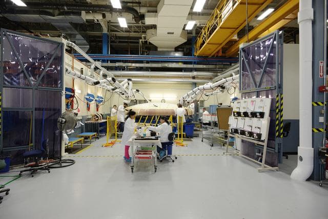 NASA image: Orion EFT-1 heat shield manufacturing