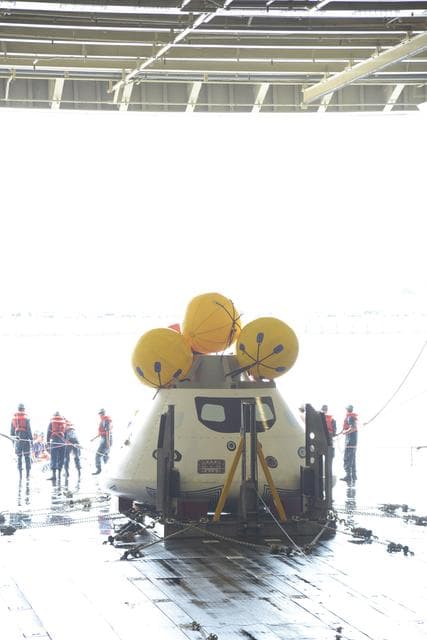 NASA image: Orion stationary recovery test at Norfolk Naval Base in Virginia