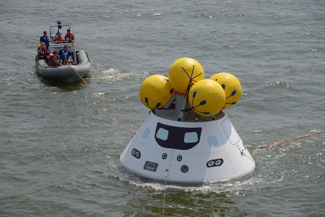 NASA image: Orion stationary recovery test at Norfolk Naval Base in Virginia