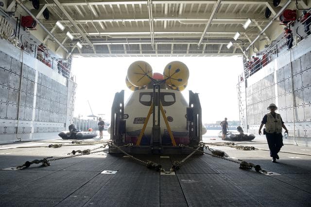 NASA image: Orion stationary recovery test at Norfolk Naval Base in Virginia