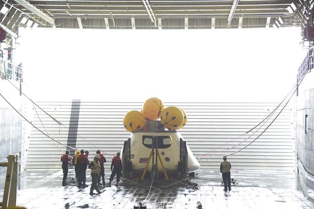 NASA image: Orion stationary recovery test at Norfolk Naval Base in Virginia
