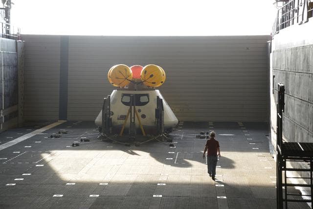 NASA image: Orion stationary recovery test at Norfolk Naval Base in Virginia