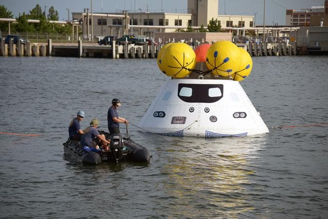 NASA image: Orion stationary recovery test at Norfolk Naval Base in Virginia