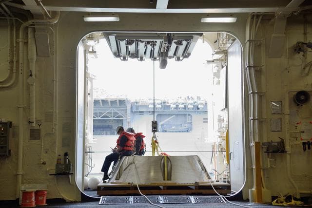 NASA image: Orion stationary recovery test at Norfolk Naval Base in Virginia