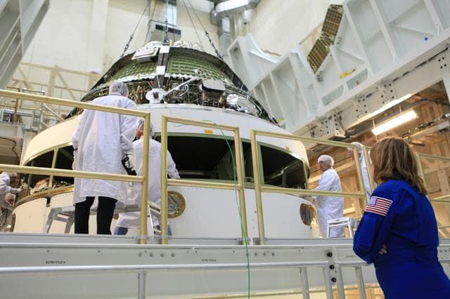 NASA image: Astronaut Anna Fisher visits Operations and Checkout building