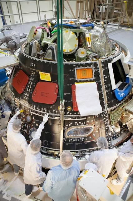 NASA image: Orion back shell tile installation