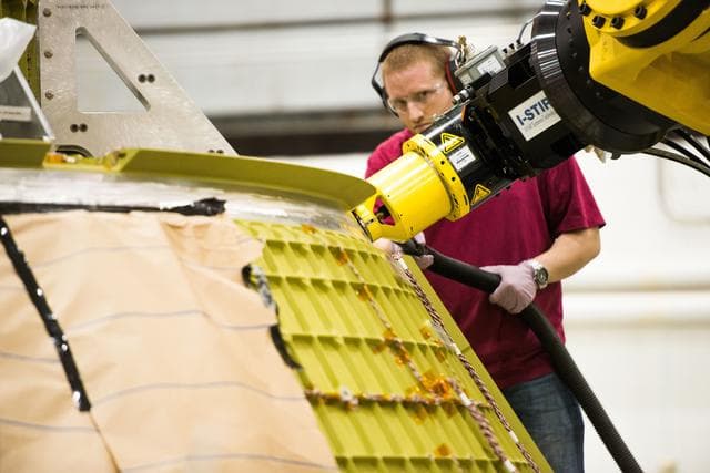 NASA image: Orion EM1 plug welds in PV2 and PV3