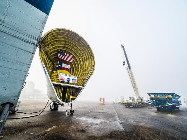 NASA image: Orion is loaded on Super Guppy