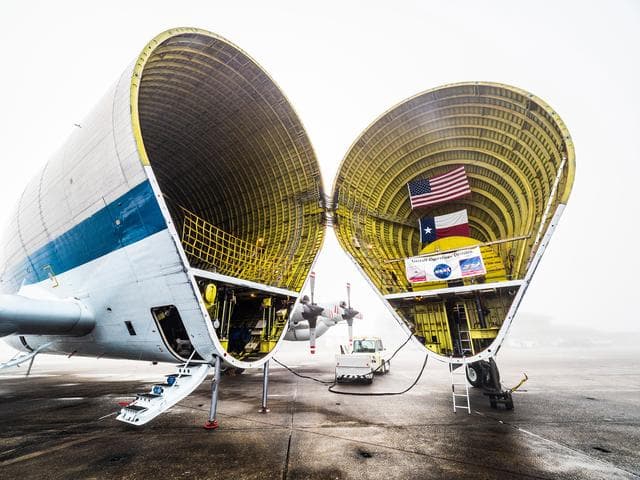 NASA image: Orion is loaded on Super Guppy