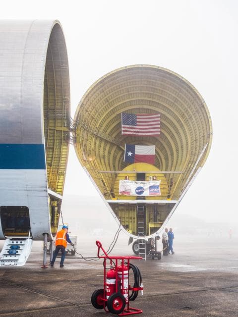 NASA image: Orion is loaded on Super Guppy