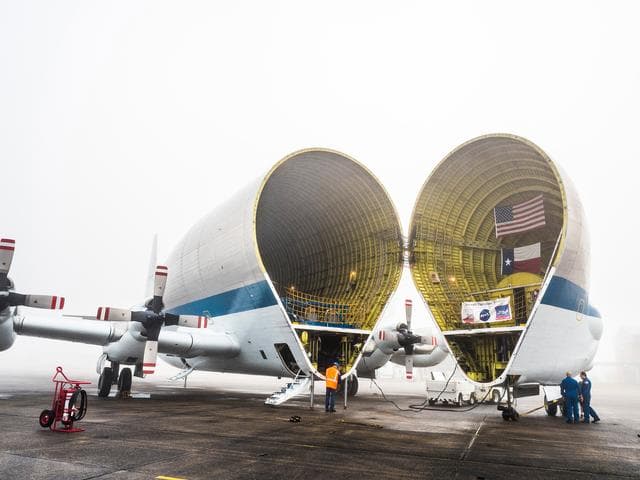 NASA image: Orion is loaded on Super Guppy