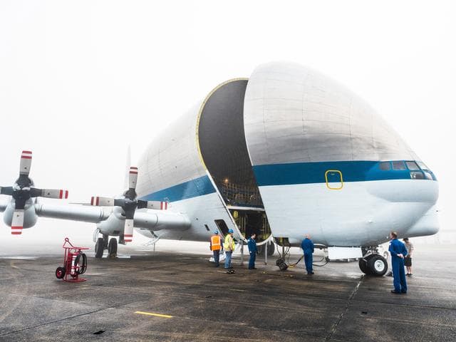 NASA image: Orion is loaded on Super Guppy