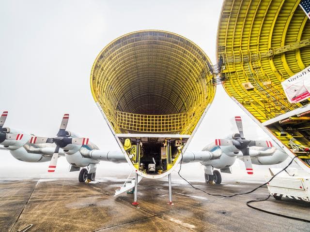 NASA image: Orion is loaded on Super Guppy