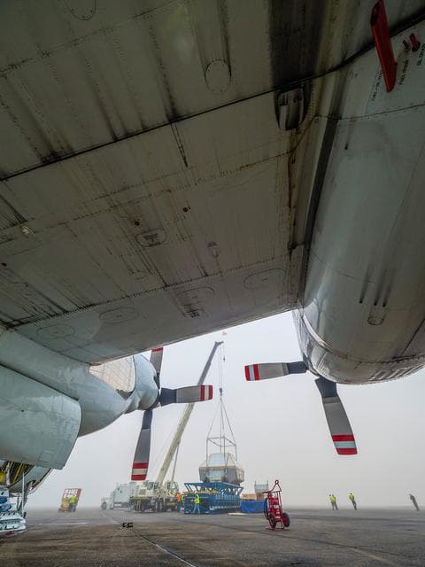 NASA image: Orion is loaded on Super Guppy