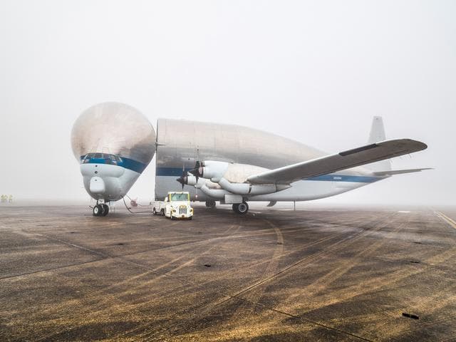 NASA image: Orion is loaded on Super Guppy