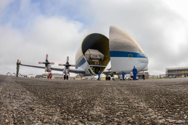 NASA image: Orion EM-1 pressure vessel ships to Kennedy on the Super Guppy