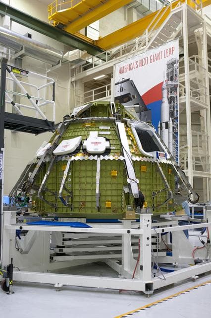 NASA image: Orion EM-1 Lift & Mate to Test Stand
