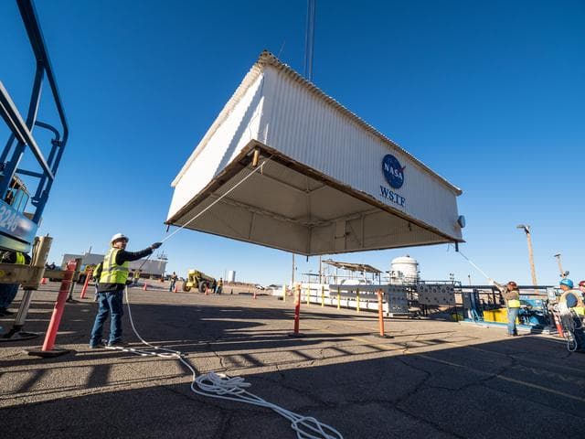 NASA image: Propulsion Qualification Module Installed at White Sands Test Fa