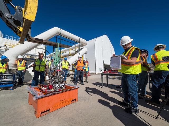NASA image: Propulsion Qualification Module Installed at White Sands Test Fa
