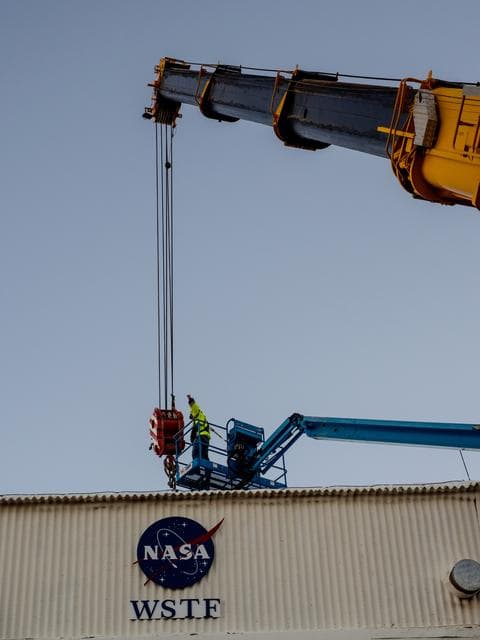 NASA image: Propulsion Qualification Module Installed at White Sands Test Fa