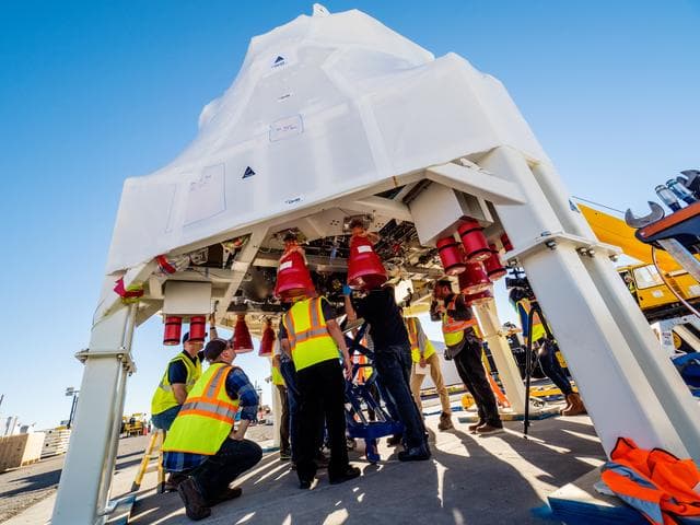 NASA image: Propulsion Qualification Module Installed at White Sands Test Fa