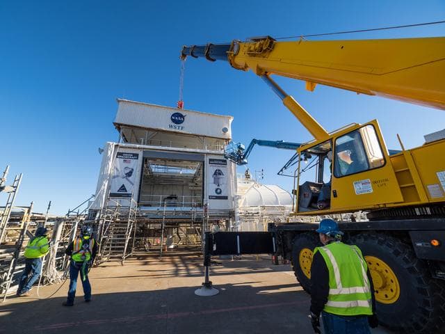 NASA image: Propulsion Qualification Module Installed at White Sands Test Fa