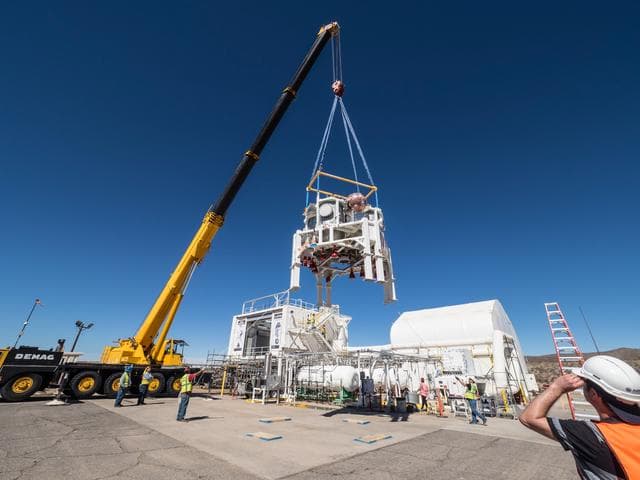 NASA image: Propulsion Qualification Module Installed at White Sands Test Fa