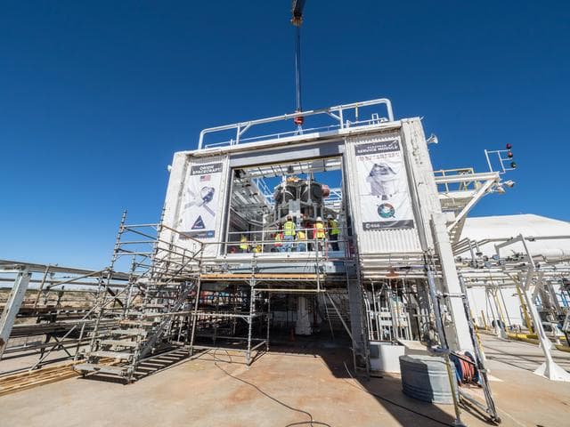 NASA image: Propulsion Qualification Module Installed at White Sands Test Fa