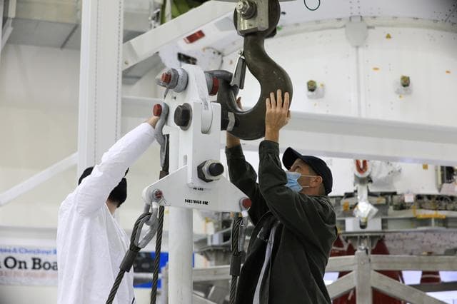 NASA image: Orion Spacecraft Adapter (SA) Cone Install
