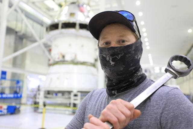 NASA image: Orion Spacecraft Adapter (SA) Cone Install