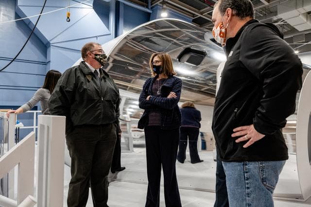 NASA image: Orion Program Manager Cathy Koerner, visits the Orion Mission Si