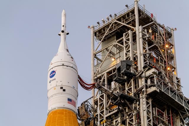 NASA image: Artemis I stack rolls out to the launch pad