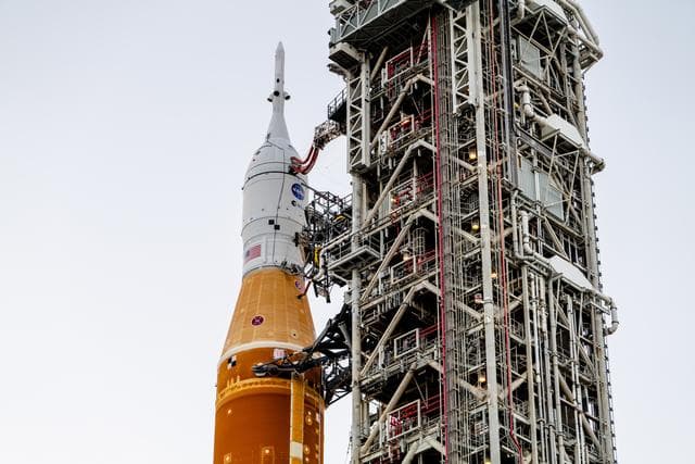 NASA image: Artemis I stack rolls out to the launch pad