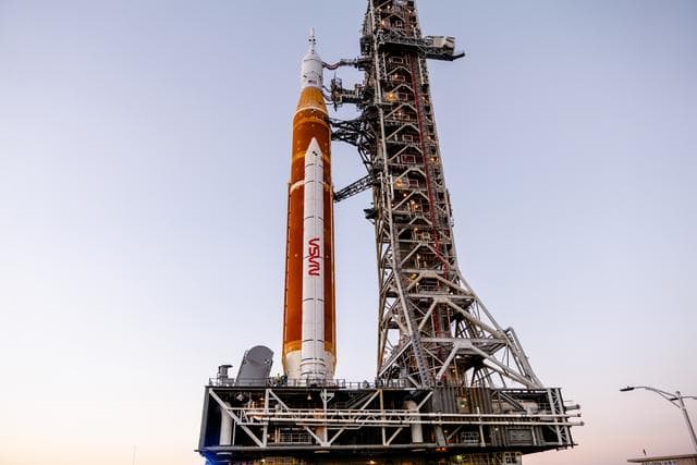 NASA image: Artemis I stack rolls out to the launch pad