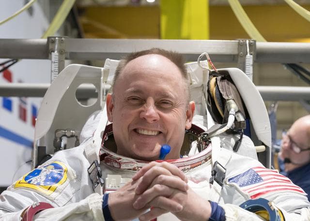 NASA image: NASA astronaut Mike Fincke conducts training for a spacewalk 