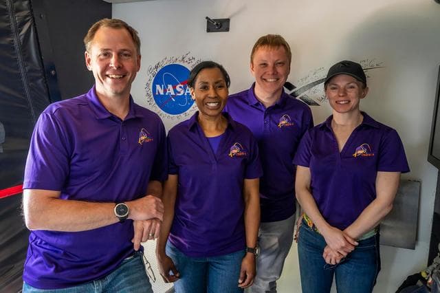NASA image: NASA’s SpaceX Crew-9 members poses for a group photo