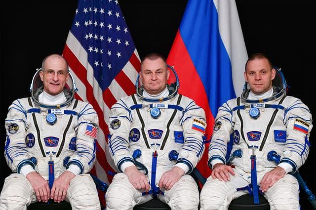 NASA image: Soyuz MS-26 crew members pose for a portrait