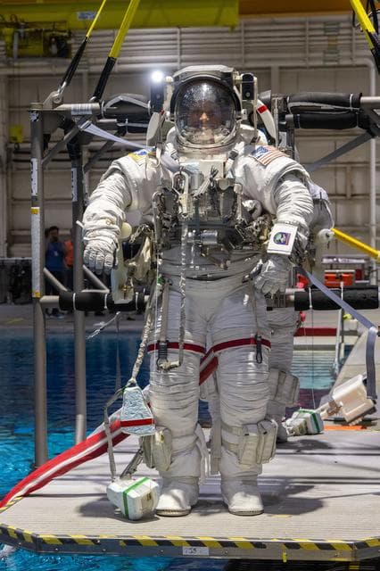 NASA image: NASA astronaut Anil Menon participates in a spacewalk training session