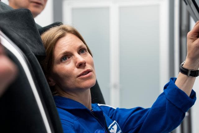 NASA image: Astronaut Zena Cardman trains inside a Dragon training crew spacecraft