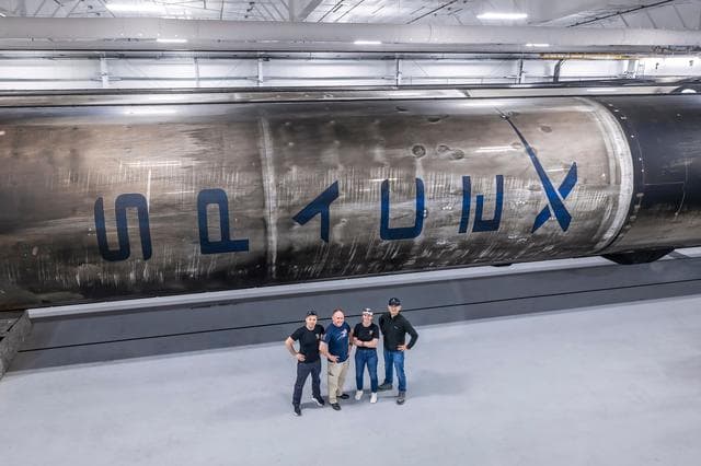 NASA image: NASA's SpaceX Crew-11 members pose for a portrait at SpaceX's Hangar X