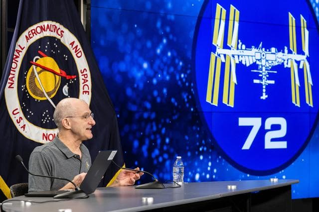 NASA image: Astronaut Don Pettit participates in a news conference at NASA's Johnson Space Center