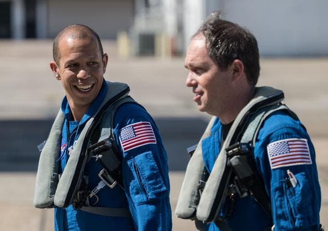 NASA image: NASA astronaut Chris Williams and T-38 pilot John Gustine