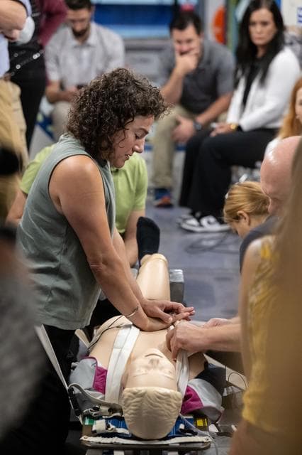 NASA image: NASA astronaut Jessica Meir practices cardiopulmonary resuscitation (CPR)